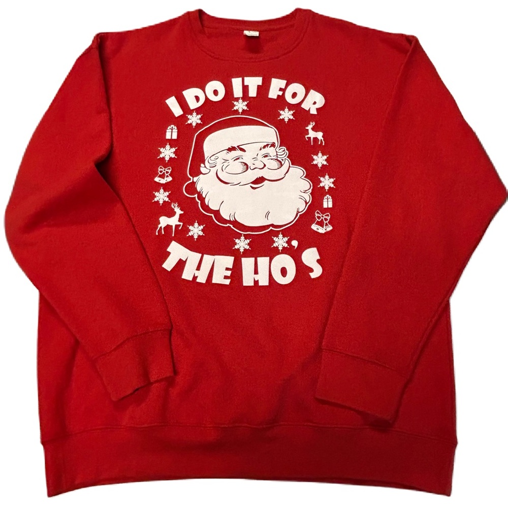 Mens Ugly Christmas Sweatshirt Size XL Pullover Crew Funny Graphic Parody Red - Picture 2 of 8